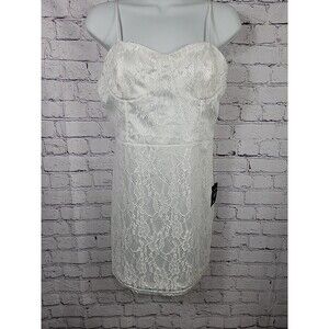 Womens Lulus White Floral Lace Dress Mini Sleeveless Size XL